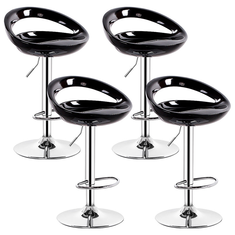 Contemporary Metal Barstool Adjustable Plastic Counter Stool in Matte Finish for Indoor Black 4 Piece Set Clearhalo 'Bar Furniture' 'Bar Stools' 'bar_stools' 'furn' 'furn_bar_stools' 'Furniture' 'Kitchen & Dining Furniture' 5653924