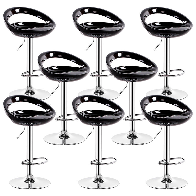 Contemporary Metal Barstool Adjustable Plastic Counter Stool in Matte Finish for Indoor Black 8 Piece Set Clearhalo 'Bar Furniture' 'Bar Stools' 'bar_stools' 'furn' 'furn_bar_stools' 'Furniture' 'Kitchen & Dining Furniture' 5653926