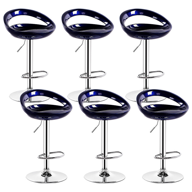 Contemporary Metal Barstool Adjustable Plastic Counter Stool in Matte Finish for Indoor Blue 6 Piece Set Clearhalo 'Bar Furniture' 'Bar Stools' 'bar_stools' 'furn' 'furn_bar_stools' 'Furniture' 'Kitchen & Dining Furniture' 5653930
