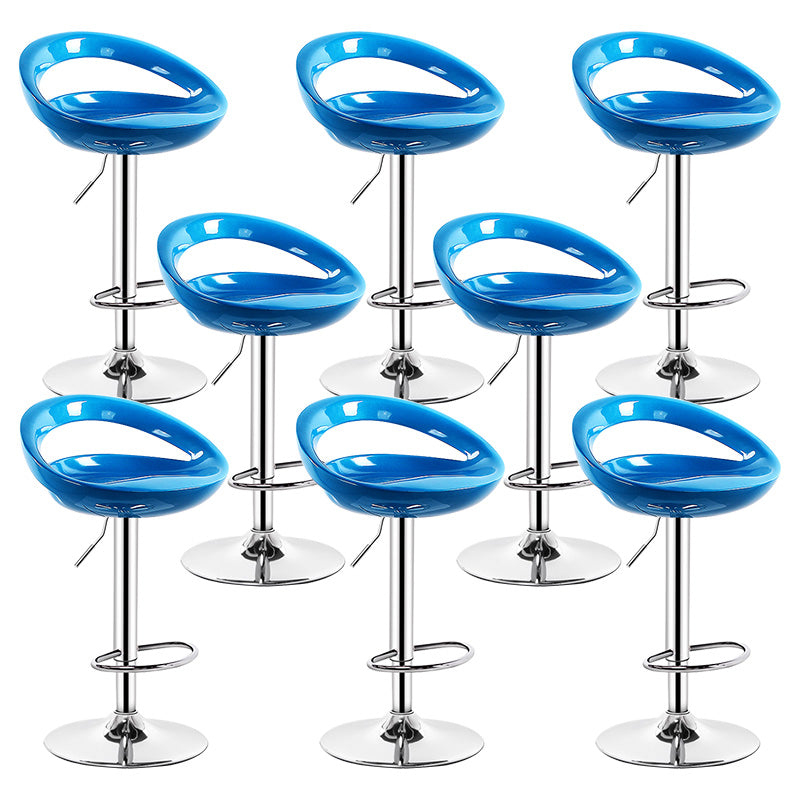 Contemporary Metal Barstool Adjustable Plastic Counter Stool in Matte Finish for Indoor Sky Blue 8 Piece Set Clearhalo 'Bar Furniture' 'Bar Stools' 'bar_stools' 'furn' 'furn_bar_stools' 'Furniture' 'Kitchen & Dining Furniture' 5653941