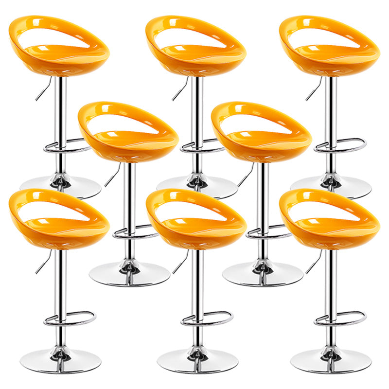 Contemporary Metal Barstool Adjustable Plastic Counter Stool in Matte Finish for Indoor Yellow 8 Piece Set Clearhalo 'Bar Furniture' 'Bar Stools' 'bar_stools' 'furn' 'furn_bar_stools' 'Furniture' 'Kitchen & Dining Furniture' 5653946