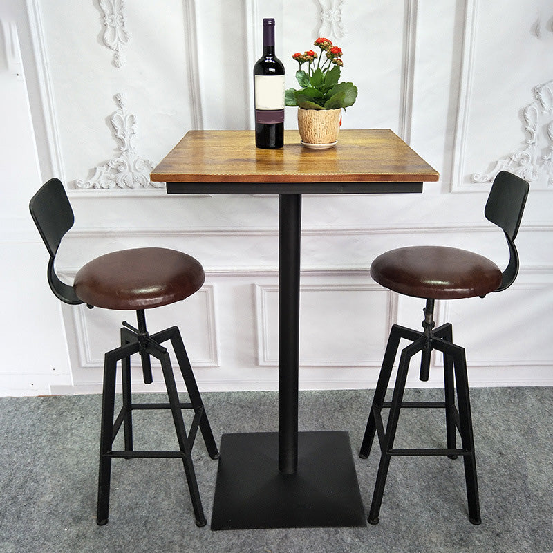 Industrial Metal Barstool Faux Leather Upholstered Counter Stool in Matte Finish