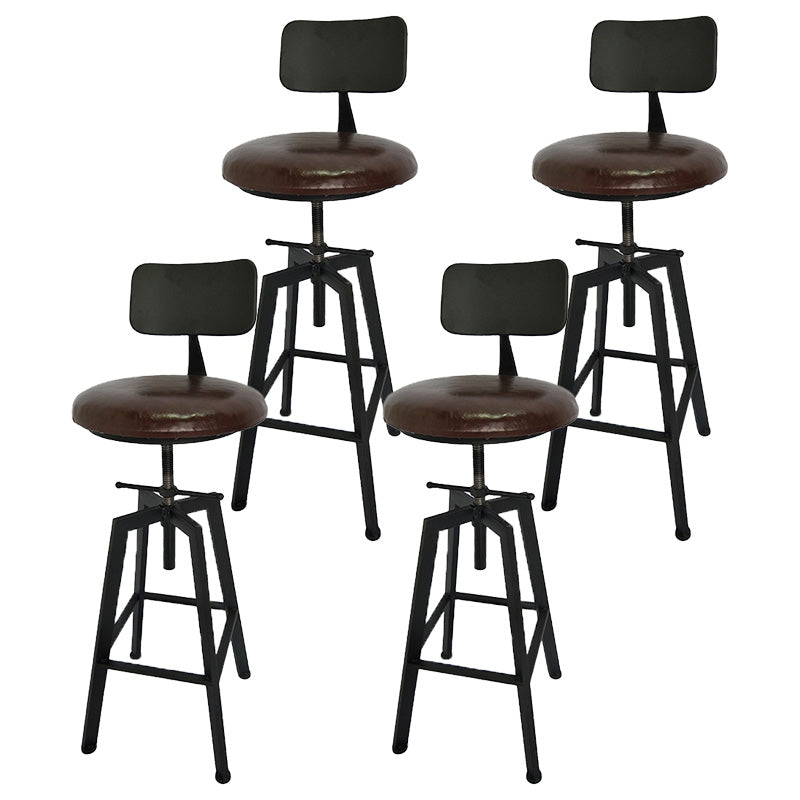Industrial Metal Barstool Faux Leather Upholstered Counter Stool in Matte Finish