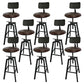 Industrial Metal Barstool Faux Leather Upholstered Counter Stool in Matte Finish
