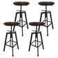 Industrial Metal Barstool Faux Leather Upholstered Counter Stool in Matte Finish