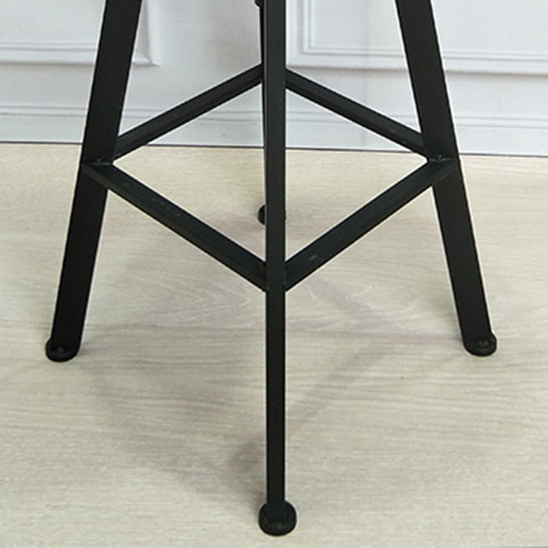 Industrial Metal Barstool Faux Leather Upholstered Counter Stool in Matte Finish