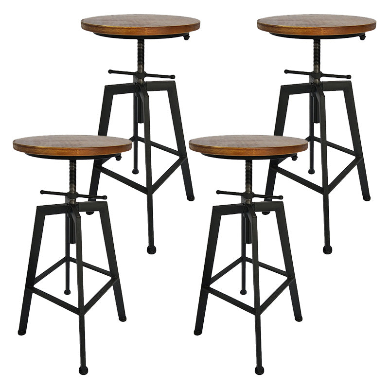 Industrial Metal Barstool Faux Leather Upholstered Counter Stool in Matte Finish