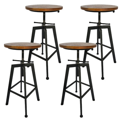 Industrial Metal Barstool Faux Leather Upholstered Counter Stool in Matte Finish