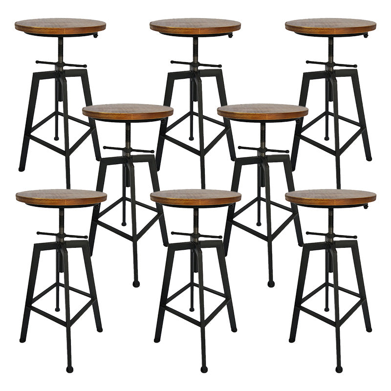 Industrial Metal Barstool Faux Leather Upholstered Counter Stool in Matte Finish