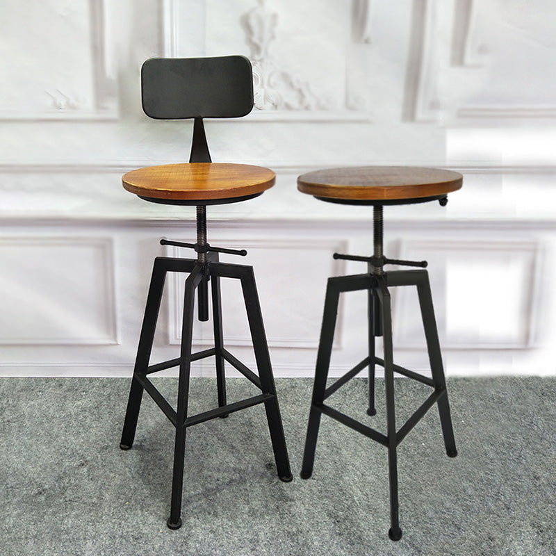 Industrial Metal Barstool Faux Leather Upholstered Counter Stool in Matte Finish