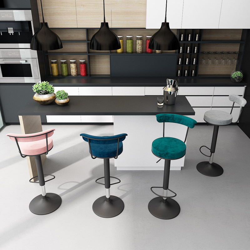 Scandinavian Metal Barstool Fabric Upholstered Counter Stool in Matte Finish for Indoor Clearhalo 'Bar Furniture' 'Bar Stools' 'bar_stools' 'furn' 'furn_bar_stools' 'Furniture' 'Kitchen & Dining Furniture' 5654130