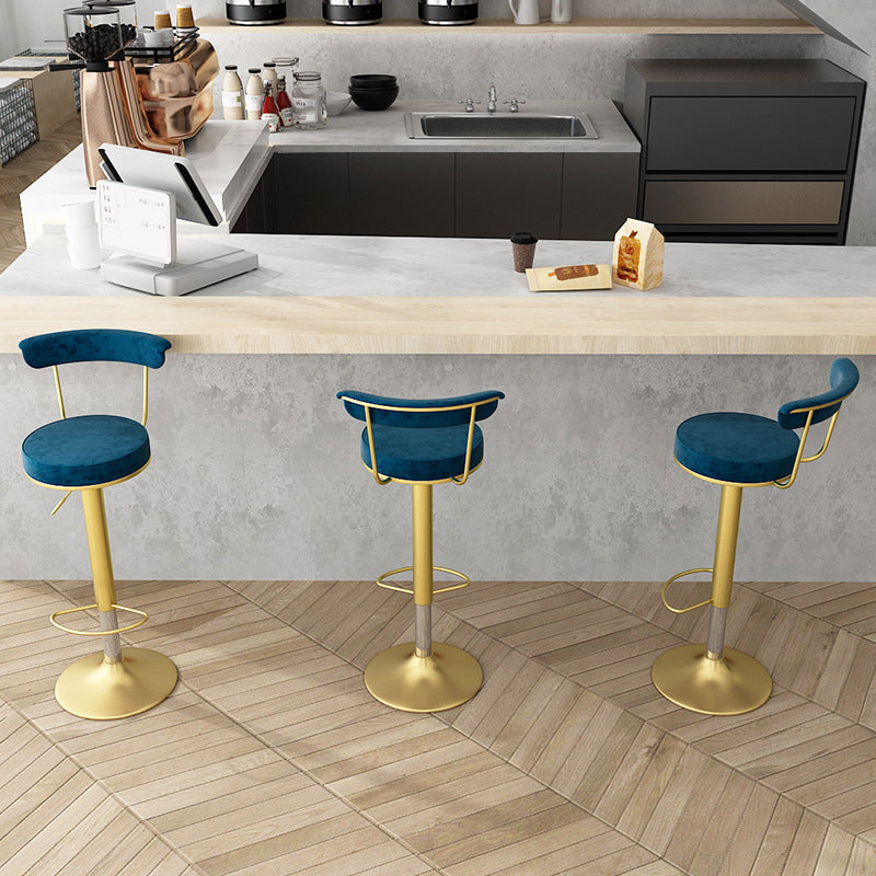 Scandinavian Metal Barstool Fabric Upholstered Counter Stool in Matte Finish for Indoor Clearhalo 'Bar Furniture' 'Bar Stools' 'bar_stools' 'furn' 'furn_bar_stools' 'Furniture' 'Kitchen & Dining Furniture' 5654137