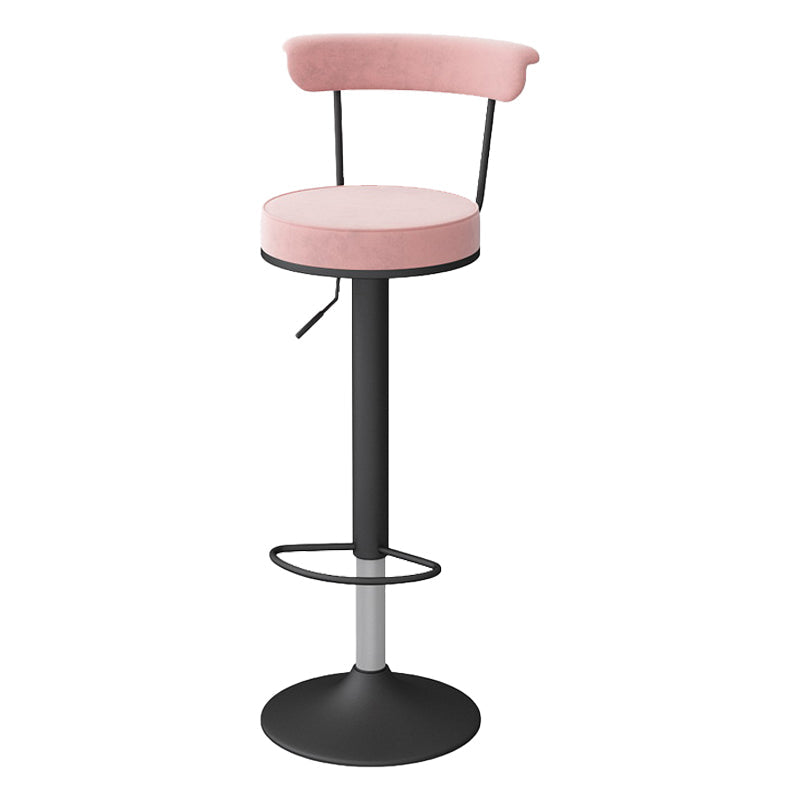 Scandinavian Metal Barstool Fabric Upholstered Counter Stool in Matte Finish for Indoor Pink Black 1 Piece Clearhalo 'Bar Furniture' 'Bar Stools' 'bar_stools' 'furn' 'furn_bar_stools' 'Furniture' 'Kitchen & Dining Furniture' 5654151