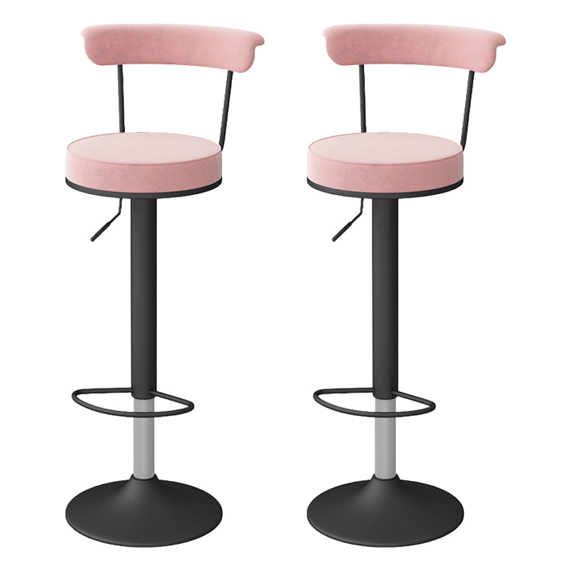 Scandinavian Metal Barstool Fabric Upholstered Counter Stool in Matte Finish for Indoor Pink Black 2 Piece Set Clearhalo 'Bar Furniture' 'Bar Stools' 'bar_stools' 'furn' 'furn_bar_stools' 'Furniture' 'Kitchen & Dining Furniture' 5654152