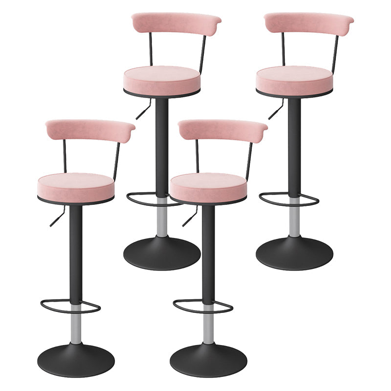 Scandinavian Metal Barstool Fabric Upholstered Counter Stool in Matte Finish for Indoor Pink Black 4 Piece Set Clearhalo 'Bar Furniture' 'Bar Stools' 'bar_stools' 'furn' 'furn_bar_stools' 'Furniture' 'Kitchen & Dining Furniture' 5654154