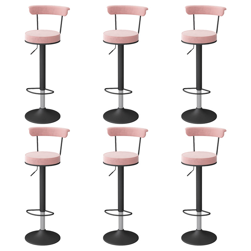 Scandinavian Metal Barstool Fabric Upholstered Counter Stool in Matte Finish for Indoor Pink Black 6 Piece Set Clearhalo 'Bar Furniture' 'Bar Stools' 'bar_stools' 'furn' 'furn_bar_stools' 'Furniture' 'Kitchen & Dining Furniture' 5654156