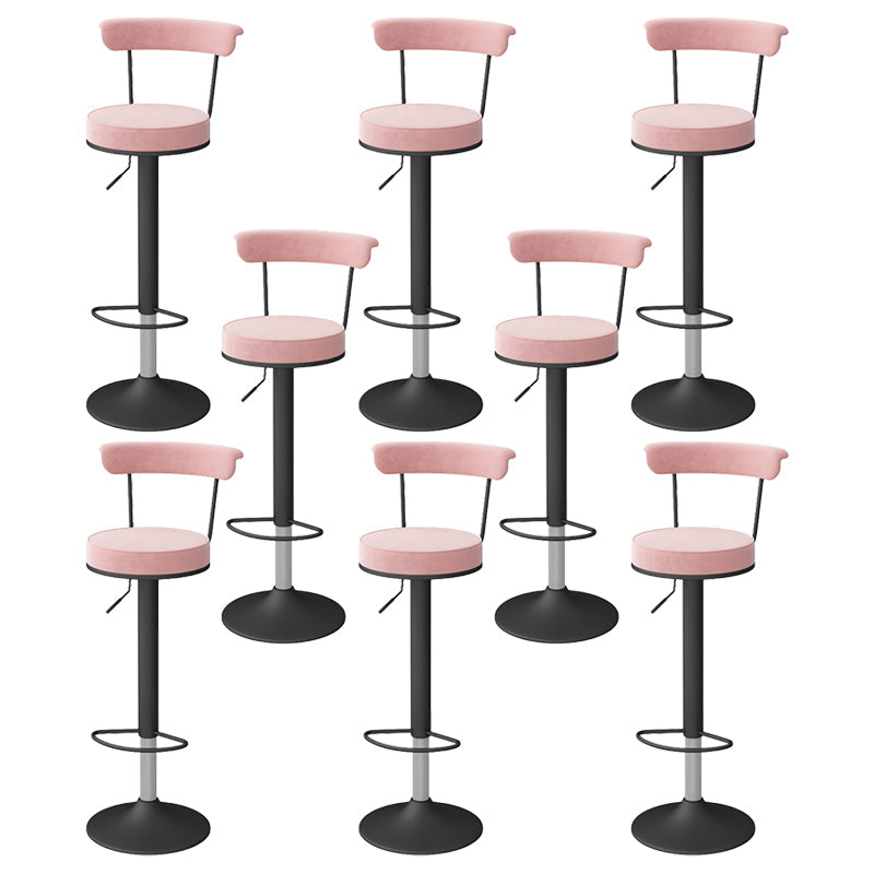 Scandinavian Metal Barstool Fabric Upholstered Counter Stool in Matte Finish for Indoor Pink Black 8 Piece Set Clearhalo 'Bar Furniture' 'Bar Stools' 'bar_stools' 'furn' 'furn_bar_stools' 'Furniture' 'Kitchen & Dining Furniture' 5654158