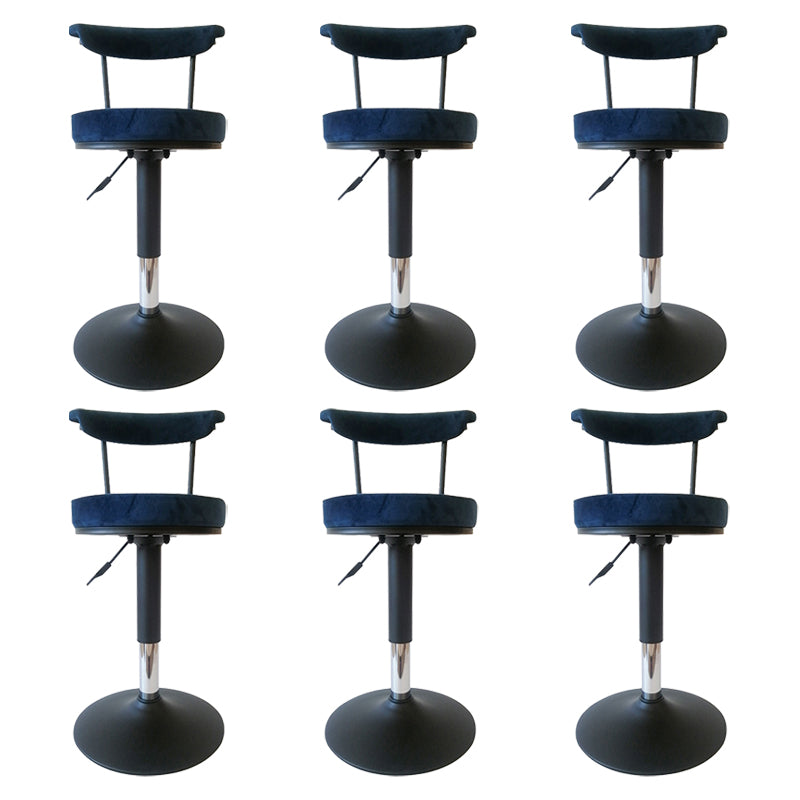 Scandinavian Metal Barstool Fabric Upholstered Counter Stool in Matte Finish for Indoor Dark Blue Black 6 Piece Set Clearhalo 'Bar Furniture' 'Bar Stools' 'bar_stools' 'furn' 'furn_bar_stools' 'Furniture' 'Kitchen & Dining Furniture' 5654162