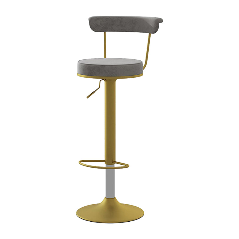 Scandinavian Metal Barstool Fabric Upholstered Counter Stool in Matte Finish for Indoor Grey Gold 1 Piece Clearhalo 'Bar Furniture' 'Bar Stools' 'bar_stools' 'furn' 'furn_bar_stools' 'Furniture' 'Kitchen & Dining Furniture' 5654169