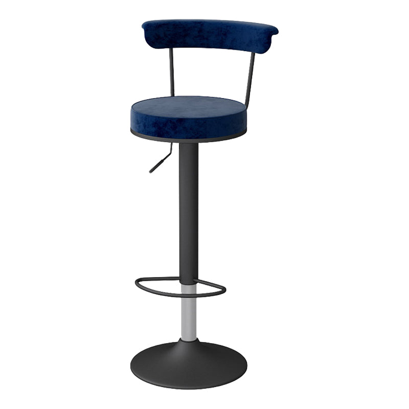 Scandinavian Metal Barstool Fabric Upholstered Counter Stool in Matte Finish for Indoor Blue Black 1 Piece Clearhalo 'Bar Furniture' 'Bar Stools' 'bar_stools' 'furn' 'furn_bar_stools' 'Furniture' 'Kitchen & Dining Furniture' 5654179