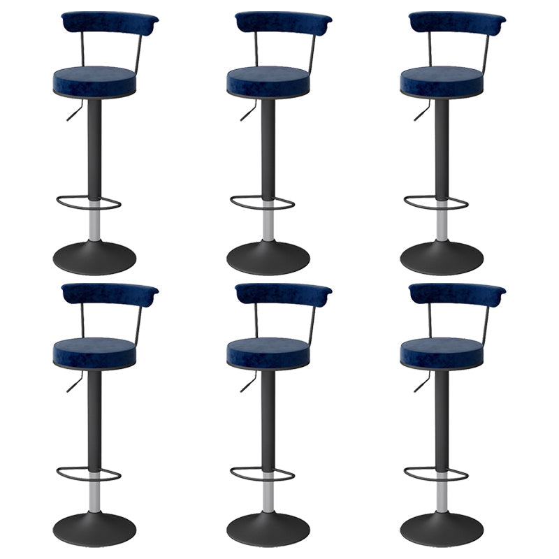 Scandinavian Metal Barstool Fabric Upholstered Counter Stool in Matte Finish for Indoor Blue Black 6 Piece Set Clearhalo 'Bar Furniture' 'Bar Stools' 'bar_stools' 'furn' 'furn_bar_stools' 'Furniture' 'Kitchen & Dining Furniture' 5654182