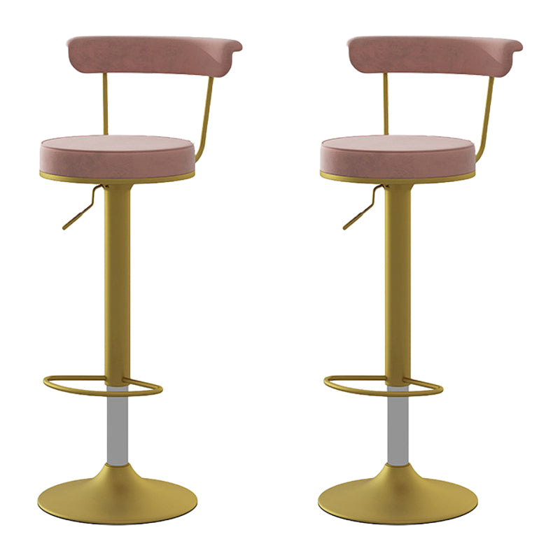Scandinavian Metal Barstool Fabric Upholstered Counter Stool in Matte Finish for Indoor Pink Gold 2 Piece Set Clearhalo 'Bar Furniture' 'Bar Stools' 'bar_stools' 'furn' 'furn_bar_stools' 'Furniture' 'Kitchen & Dining Furniture' 5654190