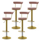 Scandinavian Metal Barstool Fabric Upholstered Counter Stool in Matte Finish for Indoor Pink Gold 4 Piece Set Clearhalo 'Bar Furniture' 'Bar Stools' 'bar_stools' 'furn' 'furn_bar_stools' 'Furniture' 'Kitchen & Dining Furniture' 5654191