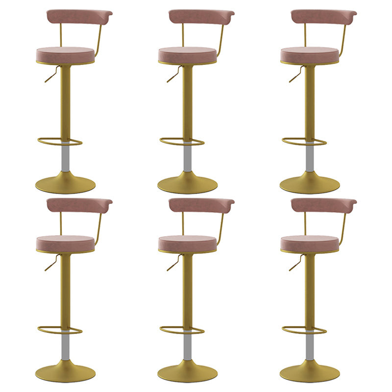 Scandinavian Metal Barstool Fabric Upholstered Counter Stool in Matte Finish for Indoor Pink Gold 6 Piece Set Clearhalo 'Bar Furniture' 'Bar Stools' 'bar_stools' 'furn' 'furn_bar_stools' 'Furniture' 'Kitchen & Dining Furniture' 5654192