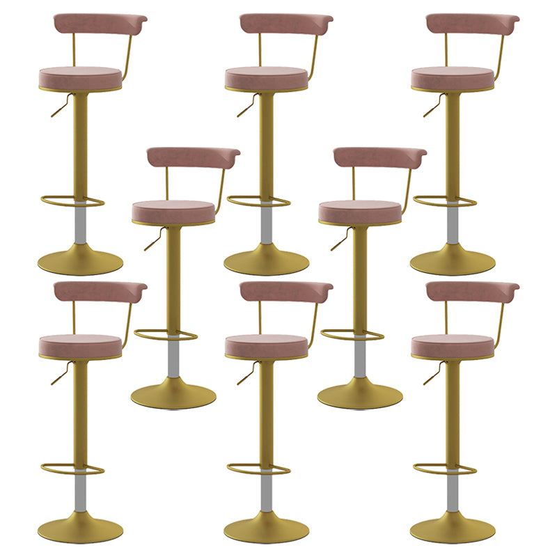 Scandinavian Metal Barstool Fabric Upholstered Counter Stool in Matte Finish for Indoor Pink Gold 8 Piece Set Clearhalo 'Bar Furniture' 'Bar Stools' 'bar_stools' 'furn' 'furn_bar_stools' 'Furniture' 'Kitchen & Dining Furniture' 5654193