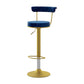 Scandinavian Metal Barstool Fabric Upholstered Counter Stool in Matte Finish for Indoor Blue Gold 1 Piece Clearhalo 'Bar Furniture' 'Bar Stools' 'bar_stools' 'furn' 'furn_bar_stools' 'Furniture' 'Kitchen & Dining Furniture' 5654194