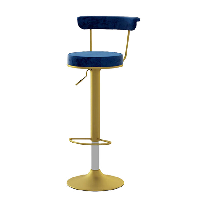 Scandinavian Metal Barstool Fabric Upholstered Counter Stool in Matte Finish for Indoor Blue Gold 1 Piece Clearhalo 'Bar Furniture' 'Bar Stools' 'bar_stools' 'furn' 'furn_bar_stools' 'Furniture' 'Kitchen & Dining Furniture' 5654194