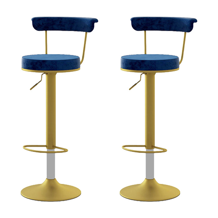 Scandinavian Metal Barstool Fabric Upholstered Counter Stool in Matte Finish for Indoor Blue Gold 2 Piece Set Clearhalo 'Bar Furniture' 'Bar Stools' 'bar_stools' 'furn' 'furn_bar_stools' 'Furniture' 'Kitchen & Dining Furniture' 5654195