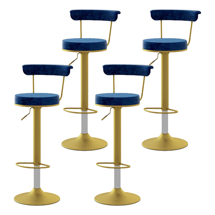 Scandinavian Metal Barstool Fabric Upholstered Counter Stool in Matte Finish for Indoor Blue Gold 4 Piece Set Clearhalo 'Bar Furniture' 'Bar Stools' 'bar_stools' 'furn' 'furn_bar_stools' 'Furniture' 'Kitchen & Dining Furniture' 5654196