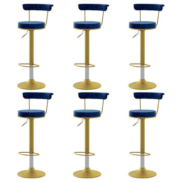 Scandinavian Metal Barstool Fabric Upholstered Counter Stool in Matte Finish for Indoor Blue Gold 6 Piece Set Clearhalo 'Bar Furniture' 'Bar Stools' 'bar_stools' 'furn' 'furn_bar_stools' 'Furniture' 'Kitchen & Dining Furniture' 5654197