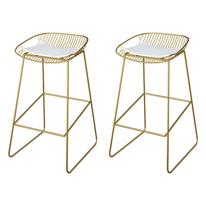 Glam Metal Barstool Plastic Counter Stool in Matte Finish for Indoor