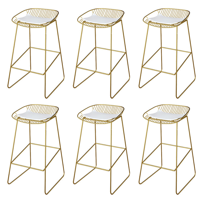 Glam Metal Barstool Plastic Counter Stool in Matte Finish for Indoor
