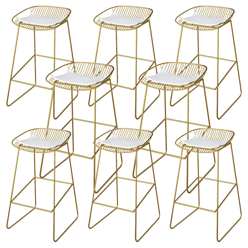 Glam Metal Barstool Plastic Counter Stool in Matte Finish for Indoor