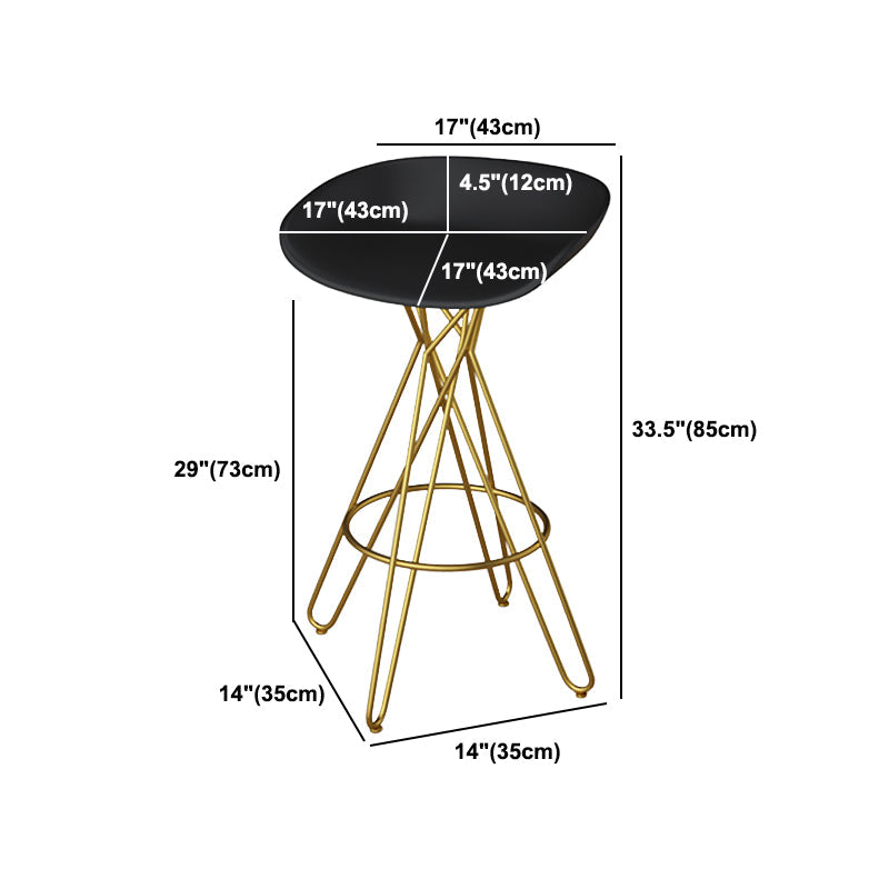 Glam Metal Barstool Plastic Counter Stool in Matte Finish for Indoor