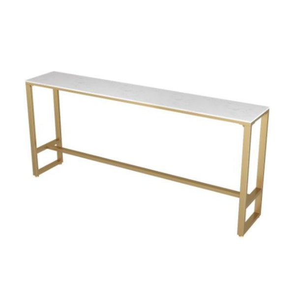 Glam 1/3/7 Pieces Bar Table Set Rectangle Stone Counter Table with High Stools White 94"L x 16"W Clearhalo 'Bar Furniture' 'furn' 'furn_home_bar_bar_sets' 'Furniture' 'Home Bars & Bar Sets' 'home_bar_bar_sets' 'Kitchen & Dining Furniture' 5654266