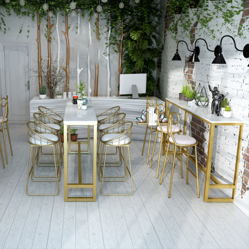 Glam 1/3/7 Pieces Bar Table Set Rectangle Stone Counter Table with High Stools Clearhalo 'Bar Furniture' 'furn' 'furn_home_bar_bar_sets' 'Furniture' 'Home Bars & Bar Sets' 'home_bar_bar_sets' 'Kitchen & Dining Furniture' 5654268