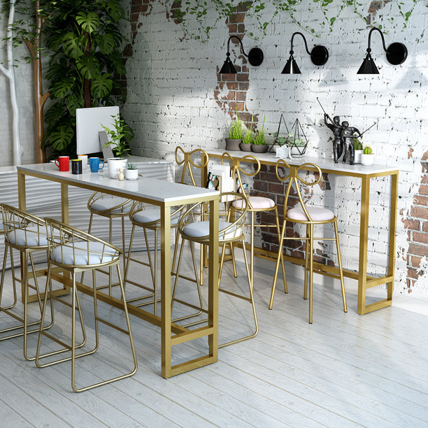 Glam 1/3/7 Pieces Bar Table Set Rectangle Stone Counter Table with High Stools Clearhalo 'Bar Furniture' 'furn' 'furn_home_bar_bar_sets' 'Furniture' 'Home Bars & Bar Sets' 'home_bar_bar_sets' 'Kitchen & Dining Furniture' 5654270