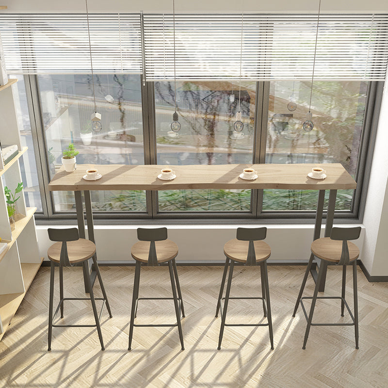 Mesa de bar rectangular de estilo moderno, mesa de mostrador de madera maciza de 1/5 piezas