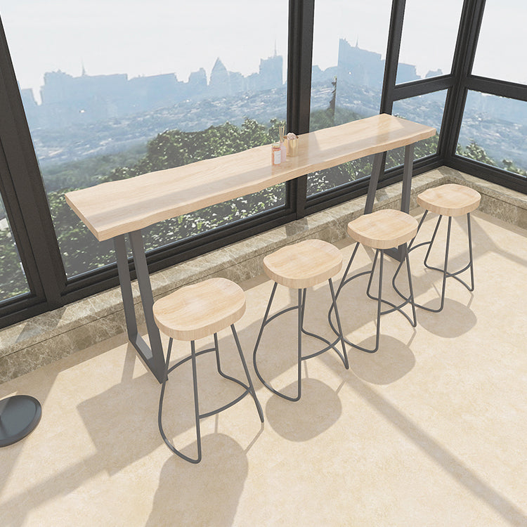 Juego de mesa rectangular de madera maciza para Bar, mesa de mostrador moderna de 1/5 piezas con taburetes sin respaldo