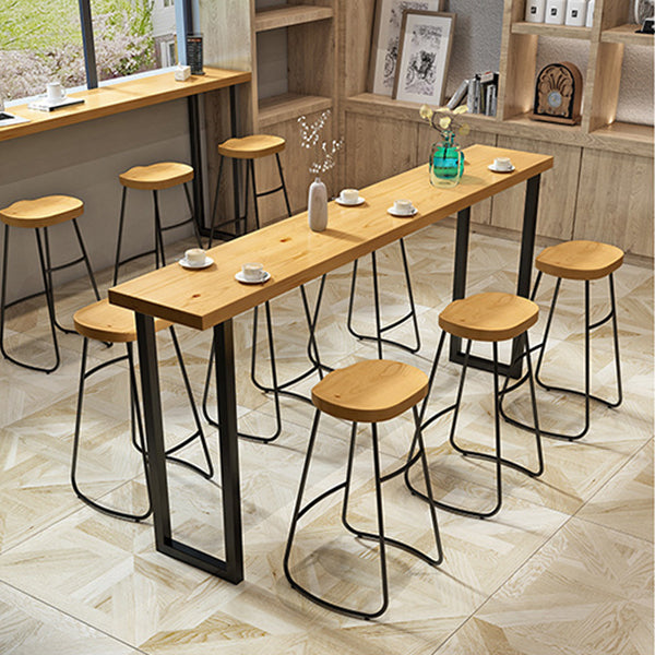 Modern Counter Height Pub Set 1/2/4/7 Pcs Solid Wood Top Bar Table and Bar Stools Clearhalo 'Bar Furniture' 'furn' 'furn_home_bar_bar_sets' 'Furniture' 'Home Bars & Bar Sets' 'home_bar_bar_sets' 'Kitchen & Dining Furniture' 5654433