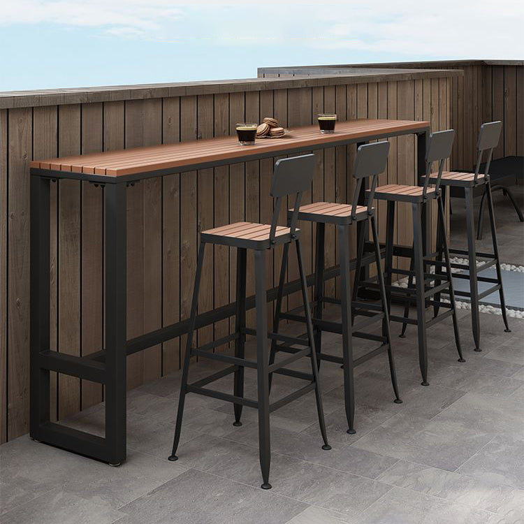 Juego de mesa de bar de madera rectangular de lujo, mesa de mostrador de 1/5 piezas con taburetes altos