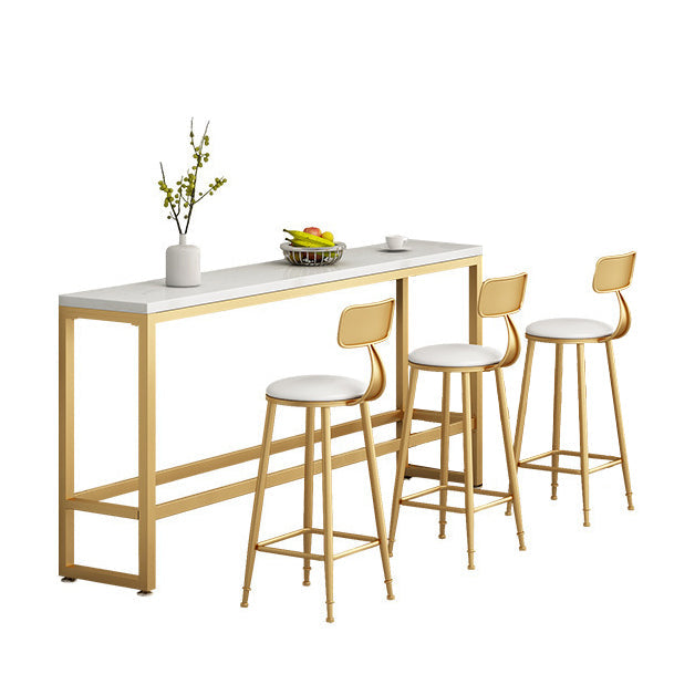 Juego de mesa de pub con reposapiés rectangular Glam 1/2/3/4/6 piezas Juego de bistró de cafetería blanca