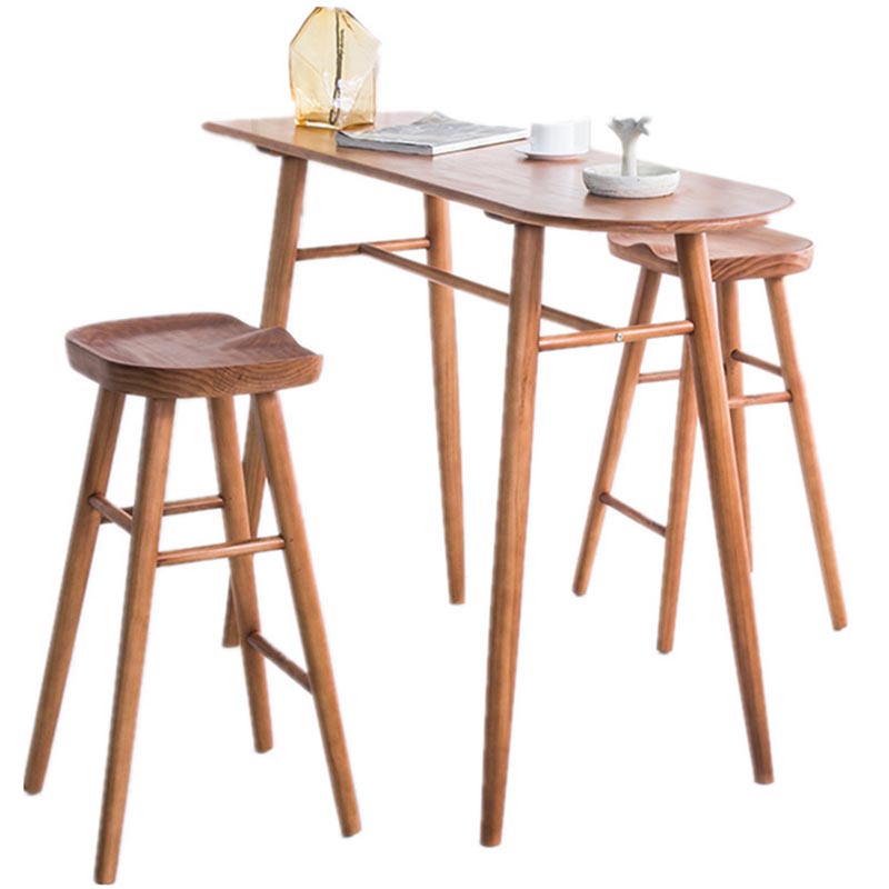 Juego de mesa y taburete de madera maciza de 1/2/3 piezas, juego moderno de altura para mostrador interior