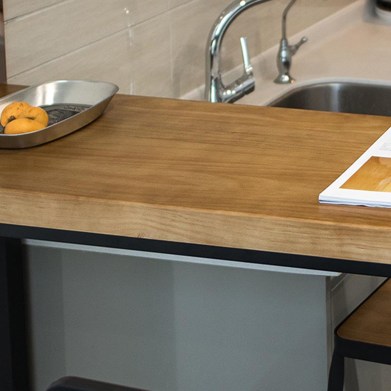 Juego de mesa de bar industrial de madera maciza, mesa de mostrador rectangular de 1/5 piezas con taburetes altos