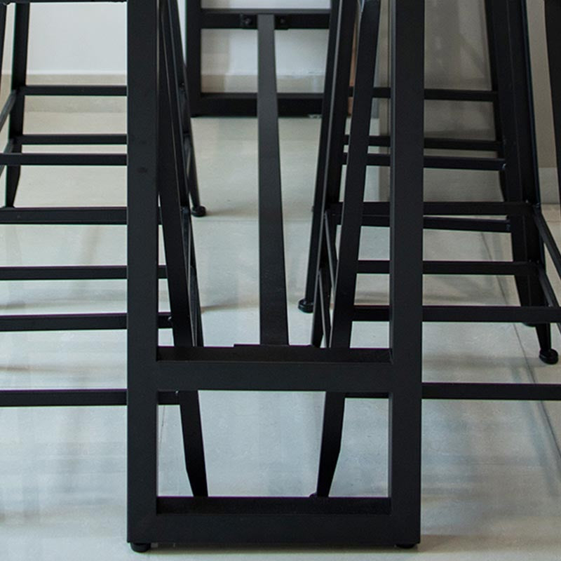 Juego de mesa de bar industrial de madera maciza, mesa de mostrador rectangular de 1/5 piezas con taburetes altos