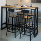 Juego de mesa de bar industrial de madera maciza, mesa de mostrador rectangular de 1/5 piezas con taburetes altos